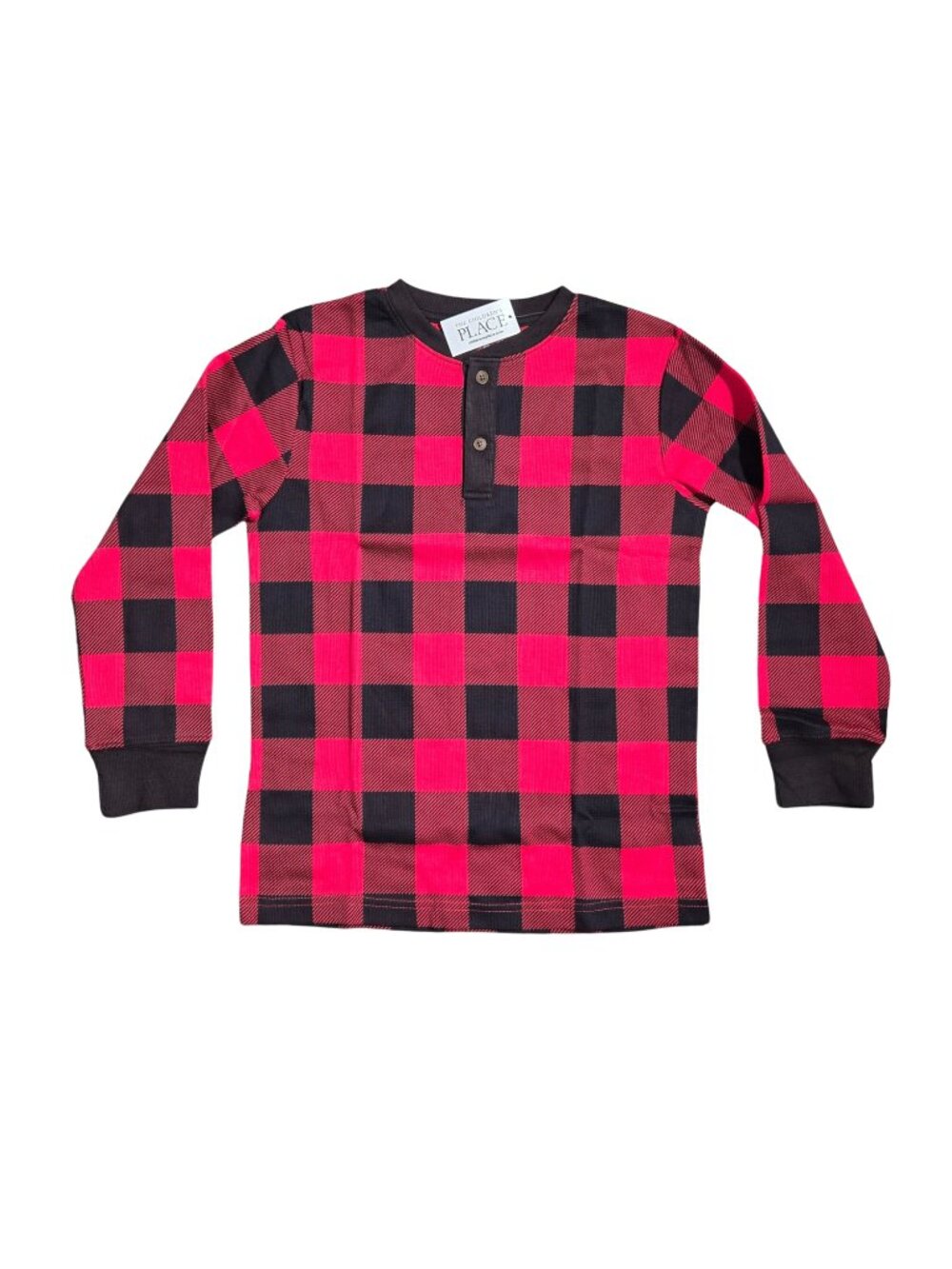 NWT | The Children's Place Red Plaid Buffalo Check Henley | Size M (7/8)